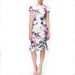 NWT Betsey Johnson Floral Print Ruffle Hem Scuba Dress